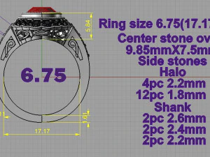 ring with oval stone 3D Print Model