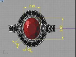 ring with oval stone 3D Print Model