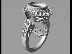 ring with oval stone 3D Print Model