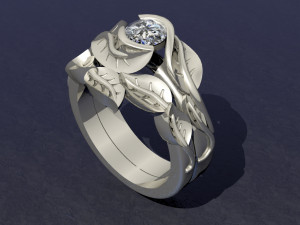 engagement ring and band Modèles 3D en vedette