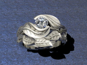 engagement ring and band Modèles 3D en vedette