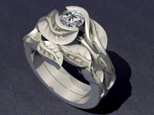 engagement ring and band Modèles 3D en vedette