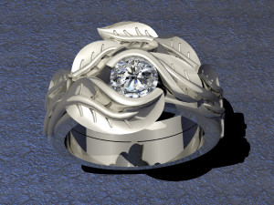 engagement ring and band Modèles 3D en vedette