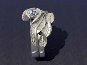 engagement ring and band Modèles 3D en vedette