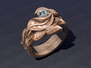 engagement ring and band Modèles 3D en vedette