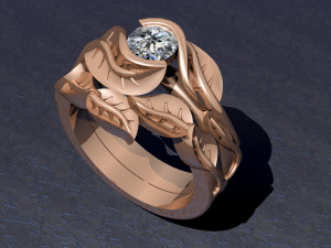 engagement ring and band Modèles 3D en vedette
