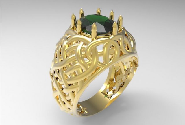 ring with oval stone 3D 프린트 모델 .c4d .max .obj .3ds .fbx .stl .blend 