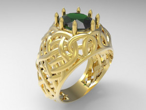 ring with oval stone Model Cetak 3D