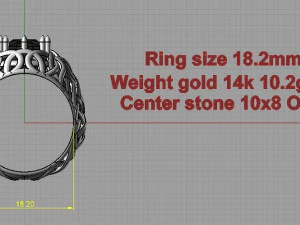 ring with oval stone 3D Print Model