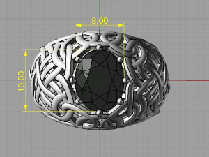 ring with oval stone 3D 프린트 모델