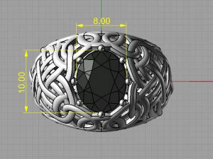 ring with oval stone 3D Print Model