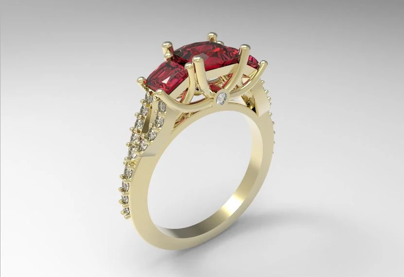 3 stone ring 3D Print Model .c4d .max .obj .3ds .fbx .stl .blend