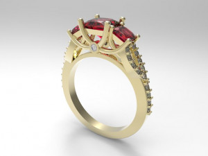 3 stone ring Modèles 3D en vedette