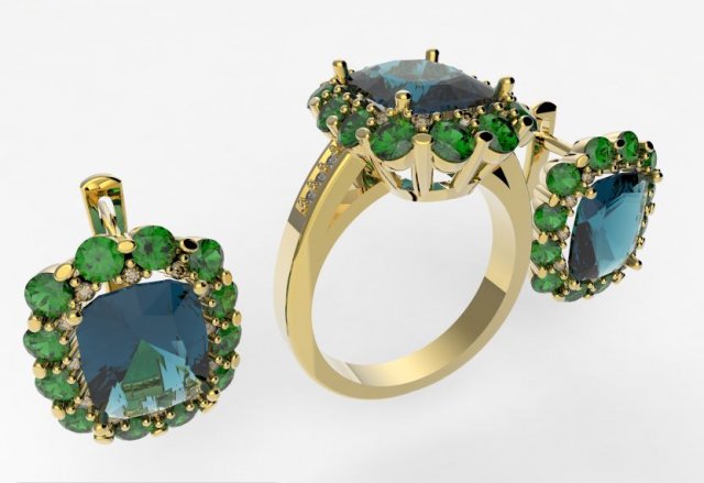 ring and earrings 3D 打印模型 .c4d .max .obj .3ds .fbx .stl .blend 