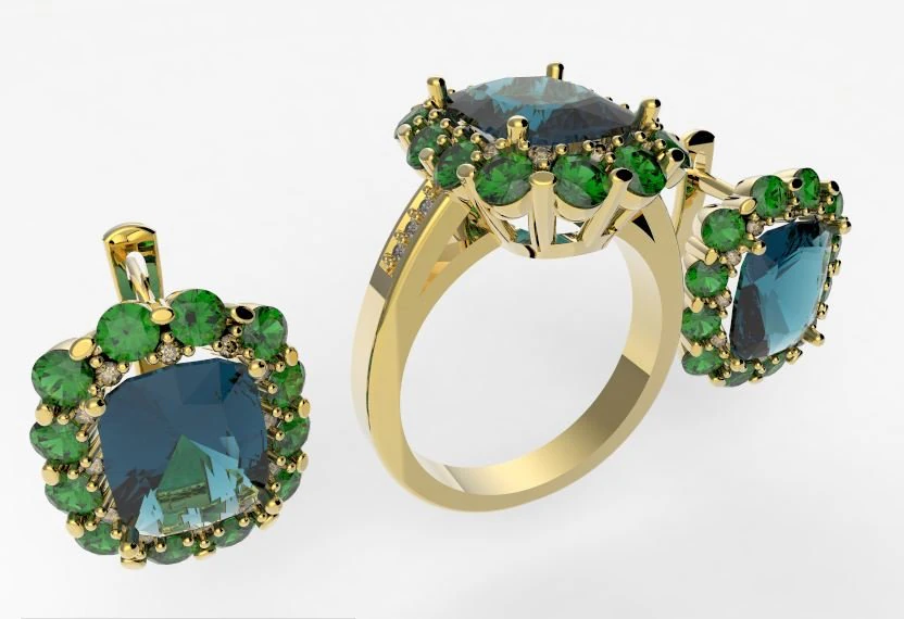 ring and earrings 3D Print Model .c4d .max .obj .3ds .fbx .stl .blend 