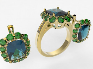 ring and earrings Modèles 3D en vedette
