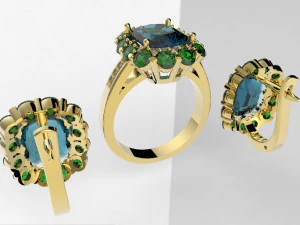 ring and earrings 3D Print Model