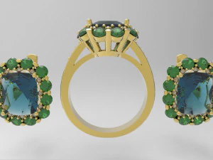 ring and earrings 3D Print Model