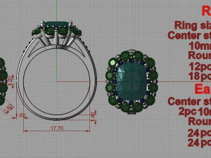 ring and earrings 3D Print Model