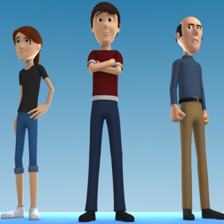 cartoon character pack-1 3D मॉडल .c4d .max .obj .3ds .fbx .stl .blend 