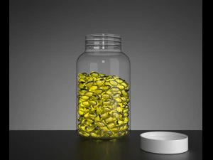 bottle filled with cod liver pills 3D Model