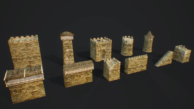 stone castle pack 3D Model .c4d .max .obj .3ds .fbx .stl .blend 
