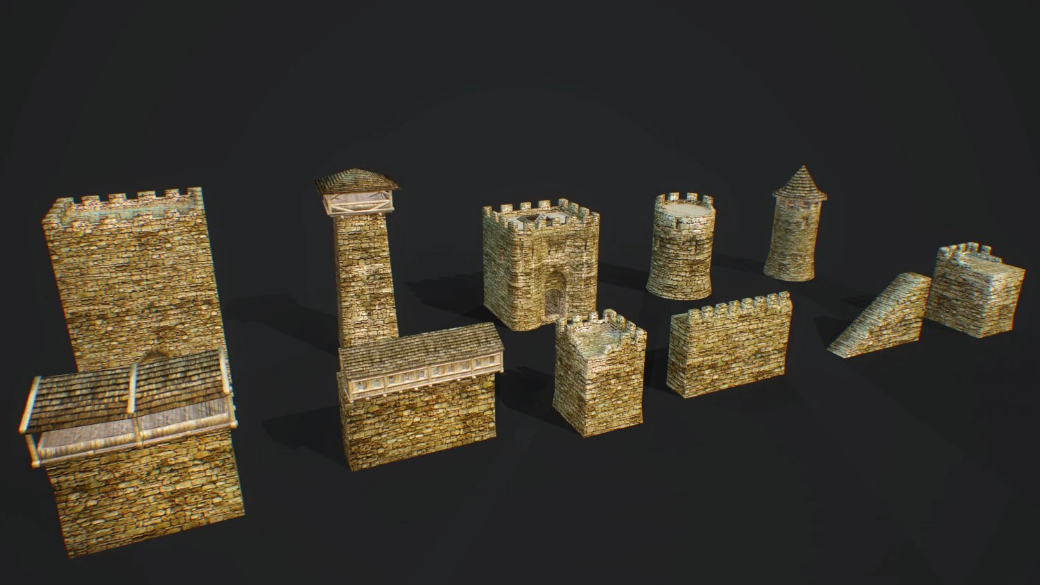 stone castle pack 3D Model .c4d .max .obj .3ds .fbx .stl .blend 