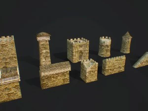 石の城パック 3Dモデル