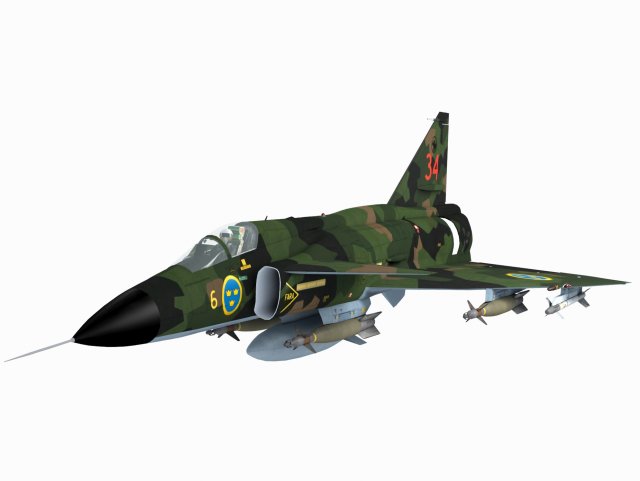 saab aj-37 viggen Modelo 3D .c4d .max .obj .3ds .fbx .stl .blend 