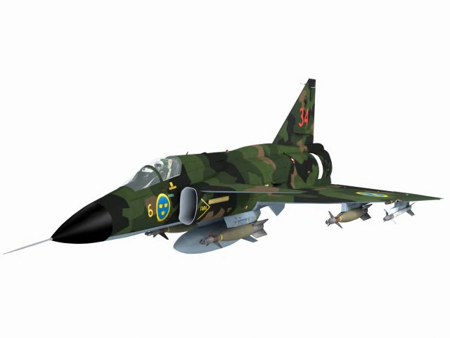 saab aj-37 viggen Modèle 3D .c4d .max .obj .3ds .fbx .stl .blend 