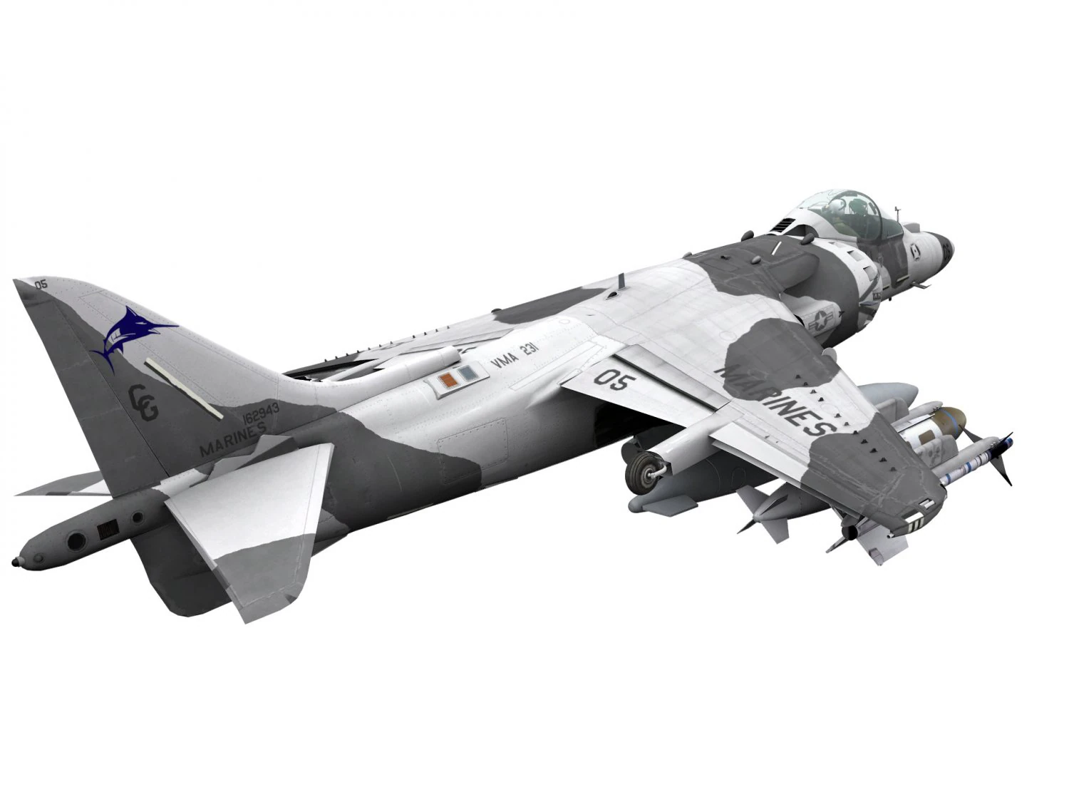mcdonnell douglas av-8b harrier ii 3D Model .c4d .max .obj .3ds .fbx .stl .blend 