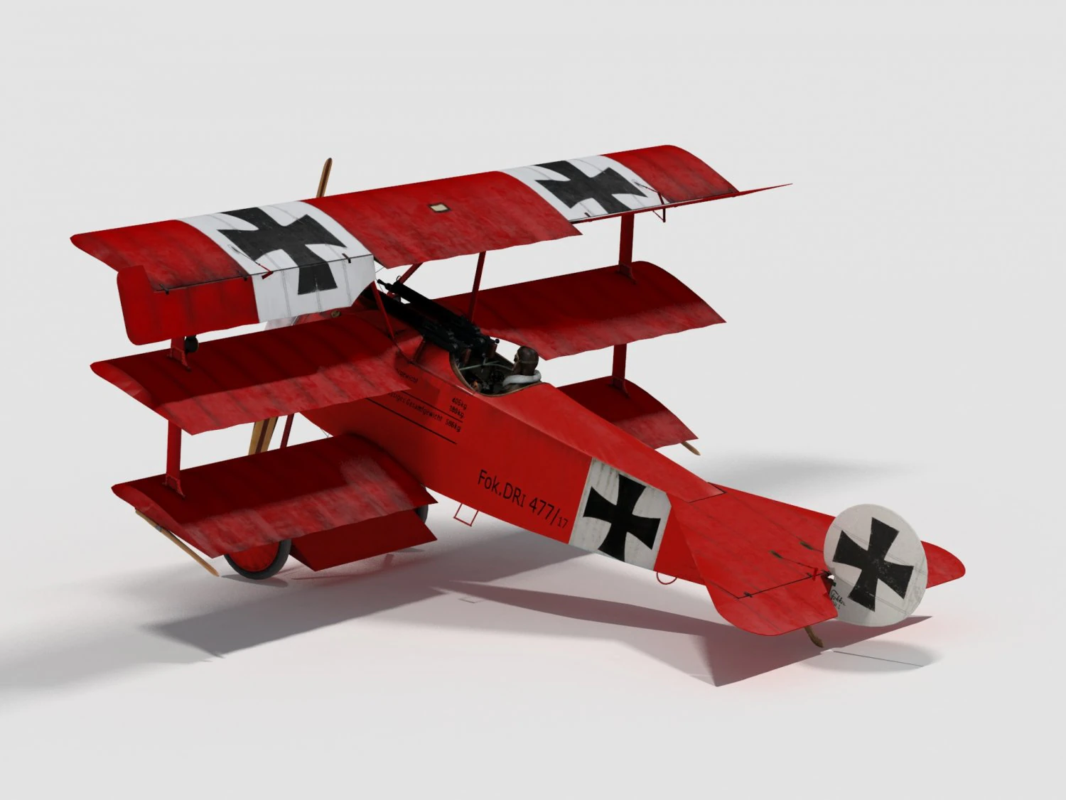 fokker dr 1 3D Model .c4d .max .obj .3ds .fbx .stl .blend