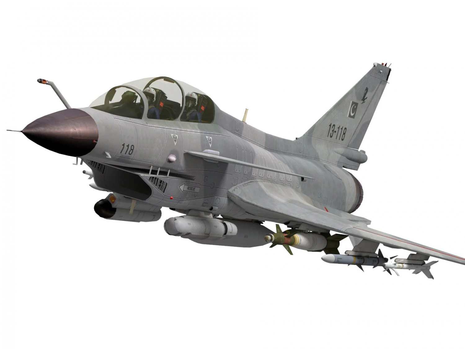 versão vigorosa de dois lugares do dragão de chengdu j-10 do Paquistão Modelo 3D .c4d .max .obj .3ds .fbx .stl .blend