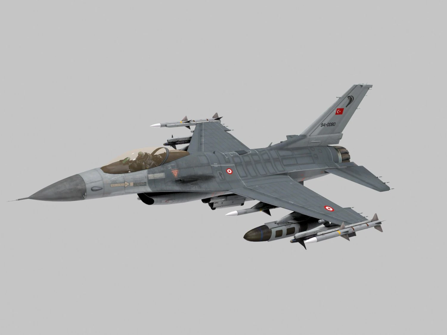 general dynamics f-16 fighting falcon block 40 turkish scheme 3D Model .c4d .max .obj .3ds .fbx .stl .blend 