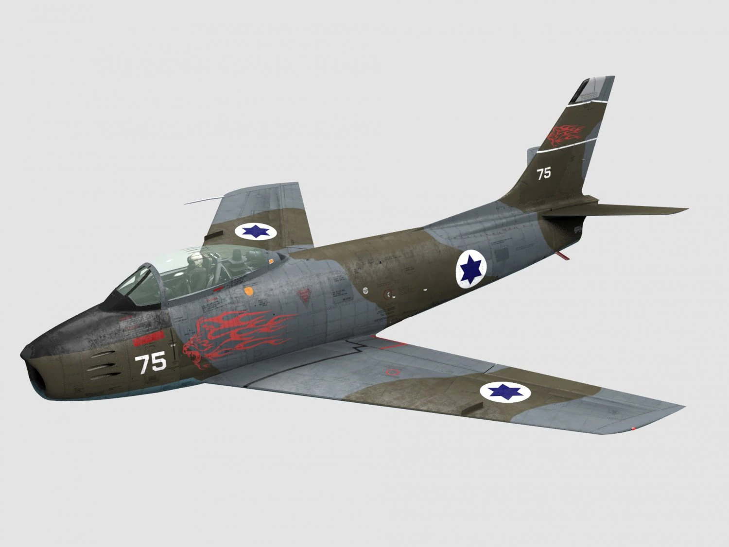 north american f-86 sabre 3D Model .c4d .max .obj .3ds .fbx .stl .blend 
