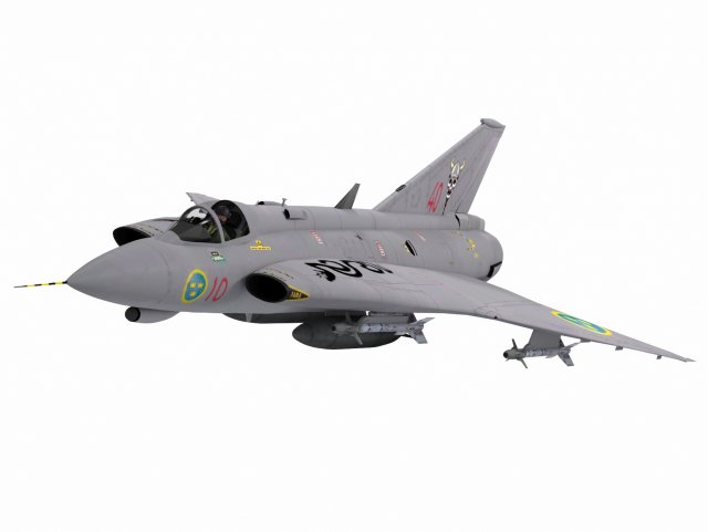 saab 35 draken 3D Model .c4d .max .obj .3ds .fbx .stl .blend 
