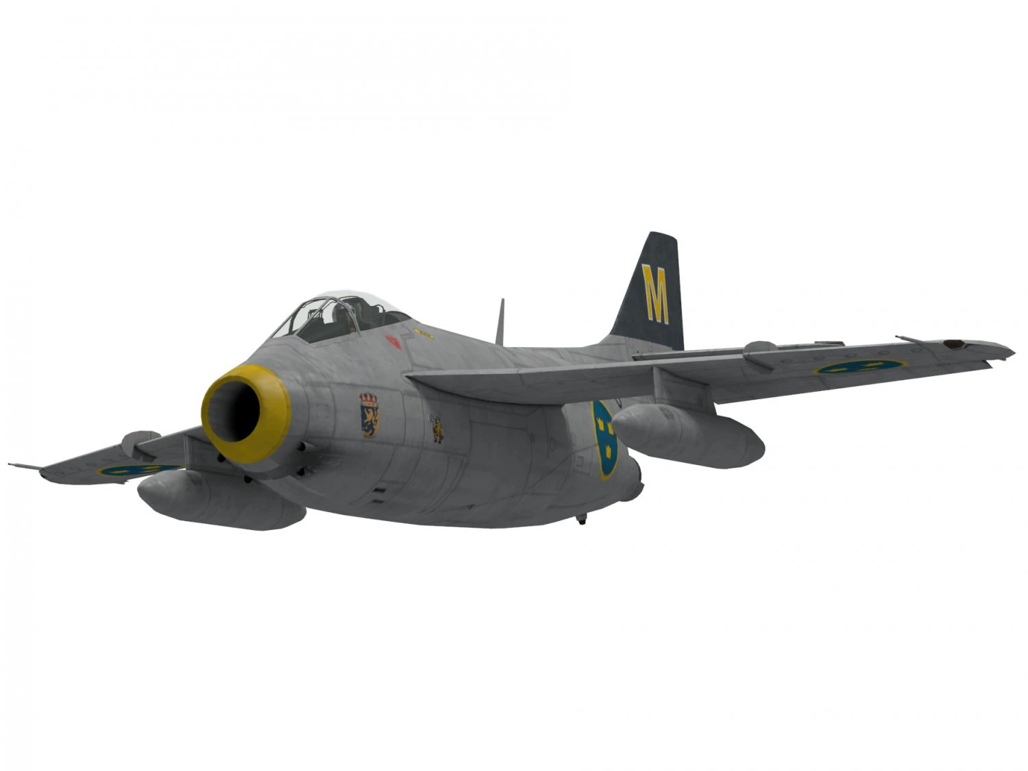 saab j-29 f tunnan 3D Model .c4d .max .obj .3ds .fbx .stl .blend 