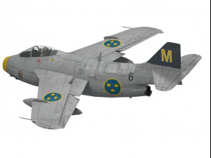 saab j-29 f tunnan 3D Model