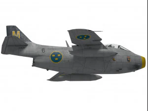saab j-29 f tunnan 3D Model