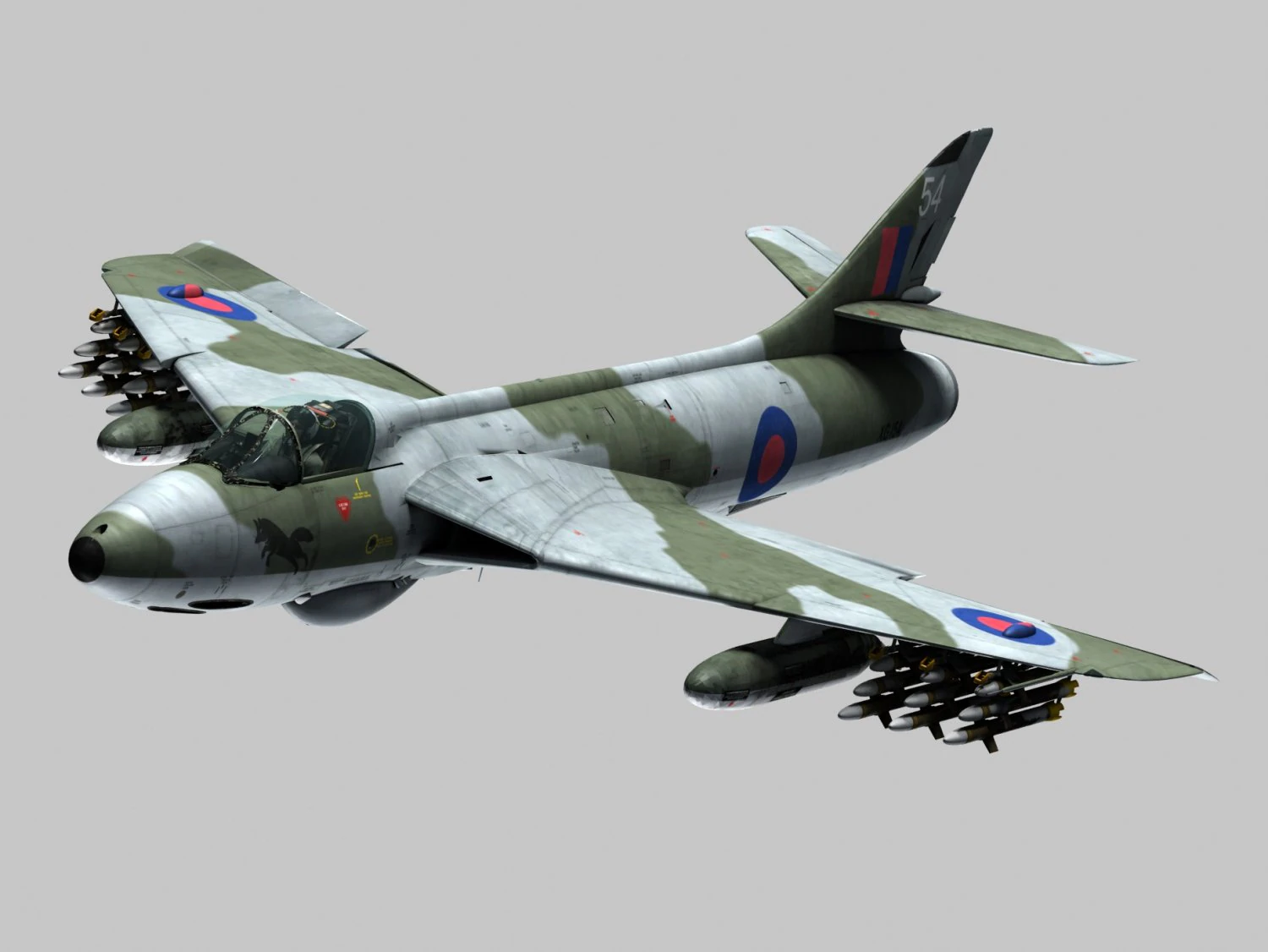 hawker hunter 3D Model .c4d .max .obj .3ds .fbx .stl .blend 