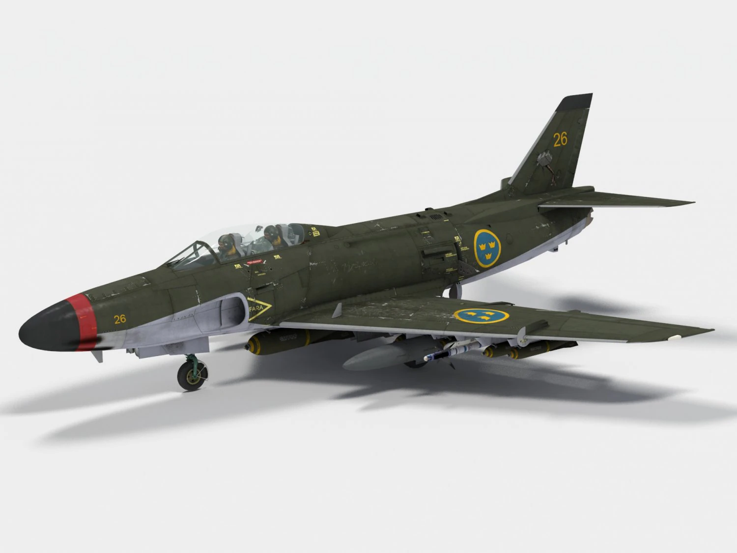 saab 32 lansen 3D Model .c4d .max .obj .3ds .fbx .stl .blend 