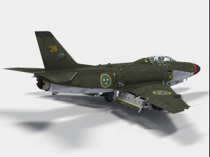saab 32 lansen 3D Model