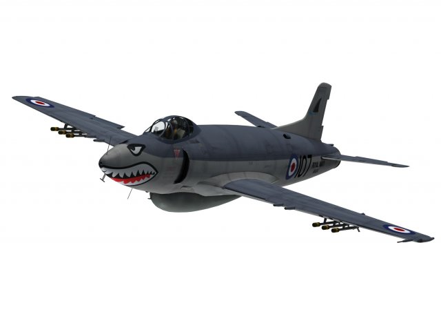 supermarine attacker 3D Model .c4d .max .obj .3ds .fbx .stl .blend