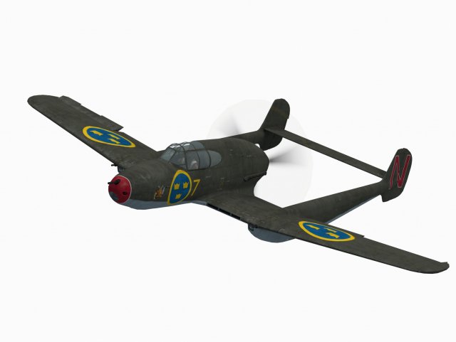 saab j21 3D 模型 .c4d .max .obj .3ds .fbx .stl .blend 