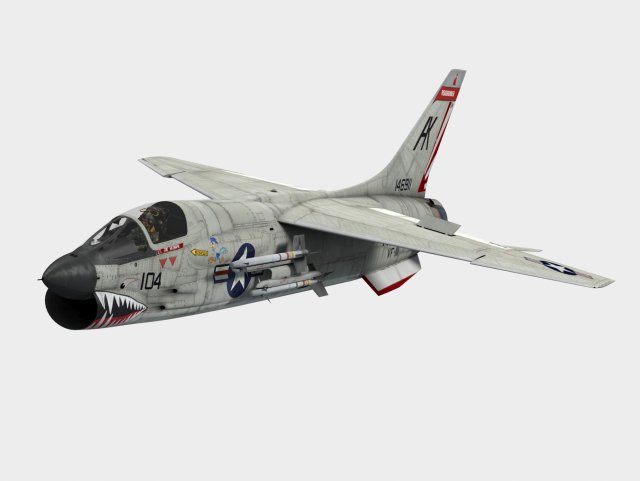 Vought F-8 Crusader 3D Model .c4d .max .obj .3ds .fbx .stl .blend 
