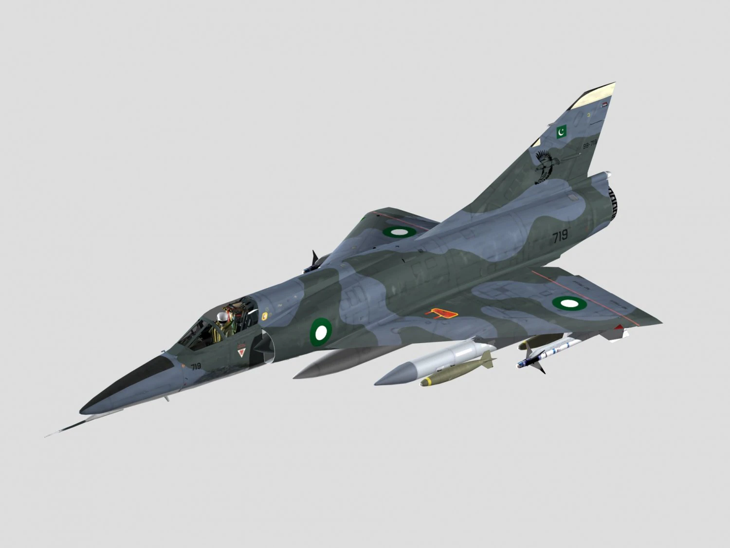 Esquema Dassault Mirage 5 Paquist&atilde;o Modelo 3D .c4d .max .obj .3ds .fbx .stl .blend 