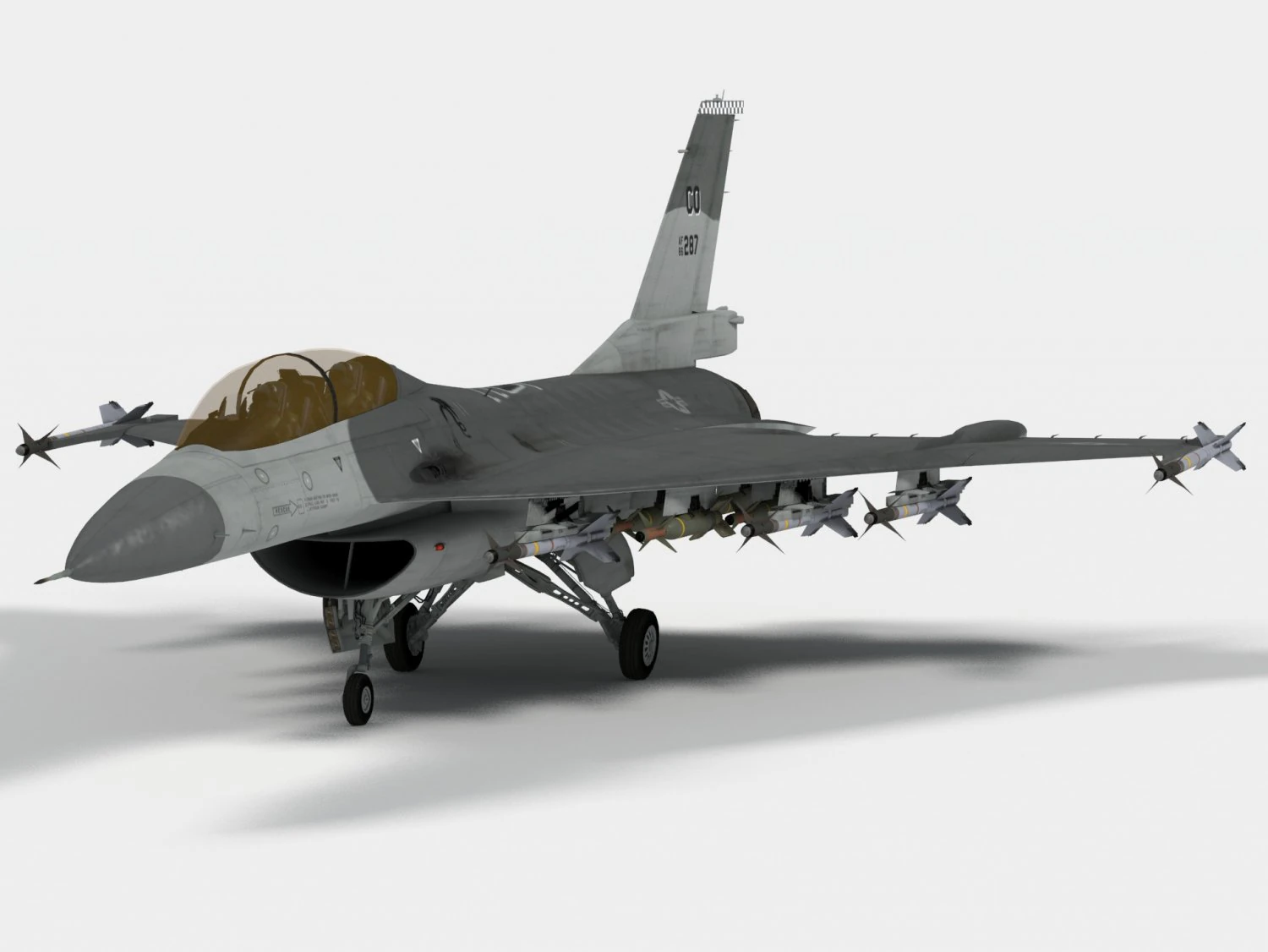 General Dynamics F-16 XL 3D Model .c4d .max .obj .3ds .fbx .stl .blend