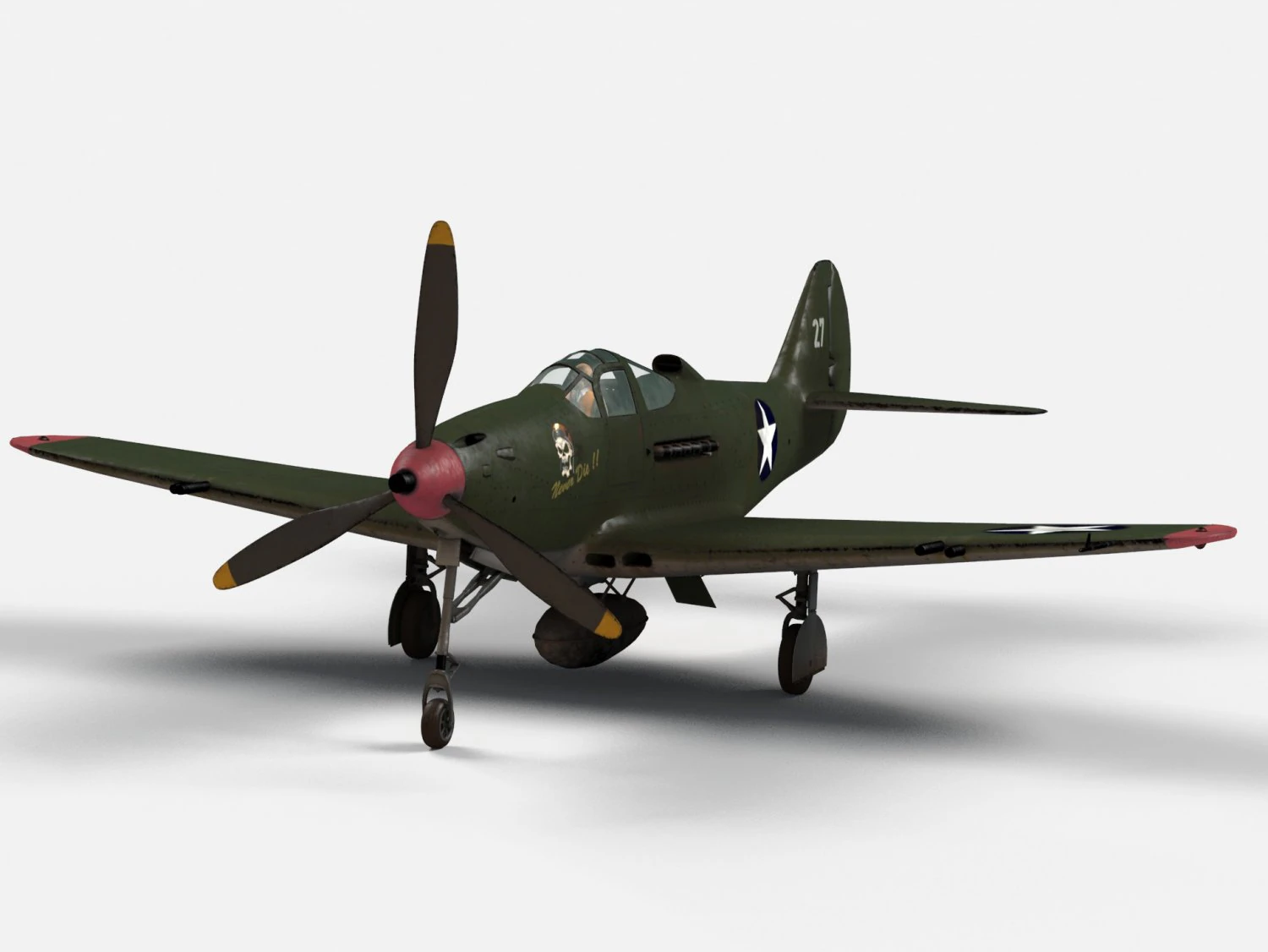 Bell P-39 Airacobra 3D Model .c4d .max .obj .3ds .fbx .stl .blend