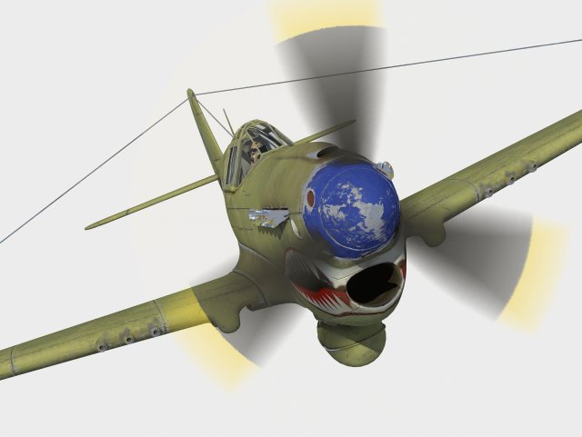 Curtiss P-40 Warhawk 3D Model .c4d .max .obj .3ds .fbx .lwo .lw .lws