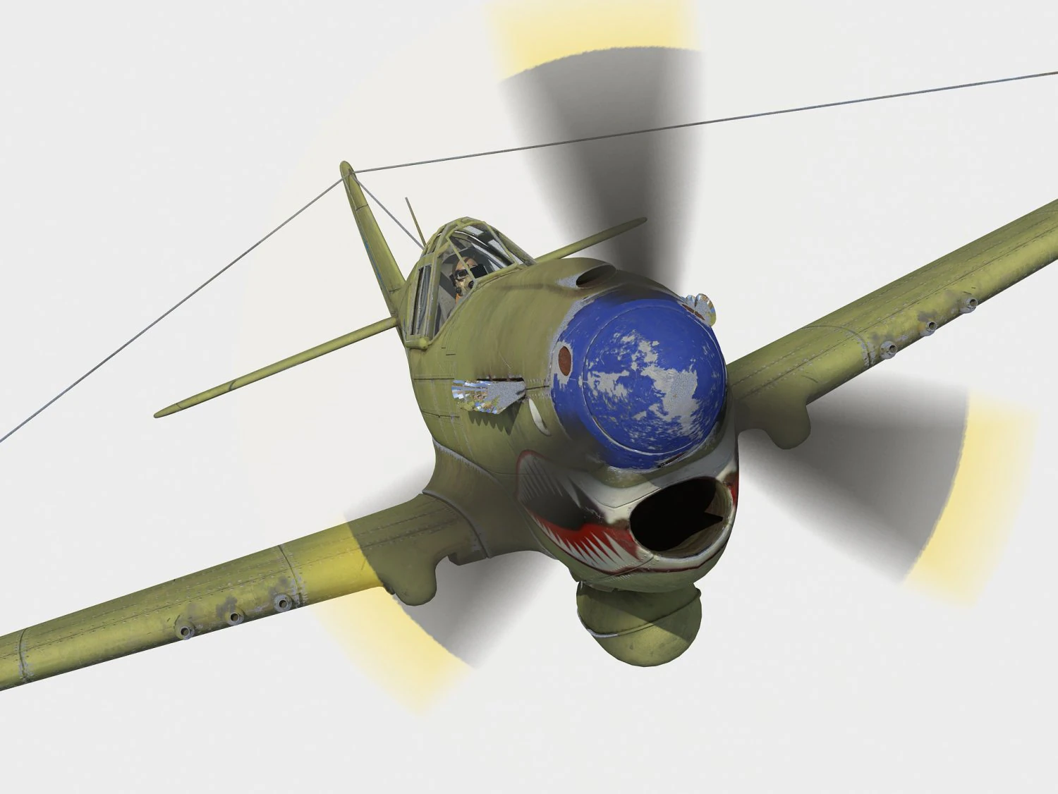 Curtiss P-40 Warhawk 3D Model .c4d .max .obj .3ds .fbx .stl .blend
